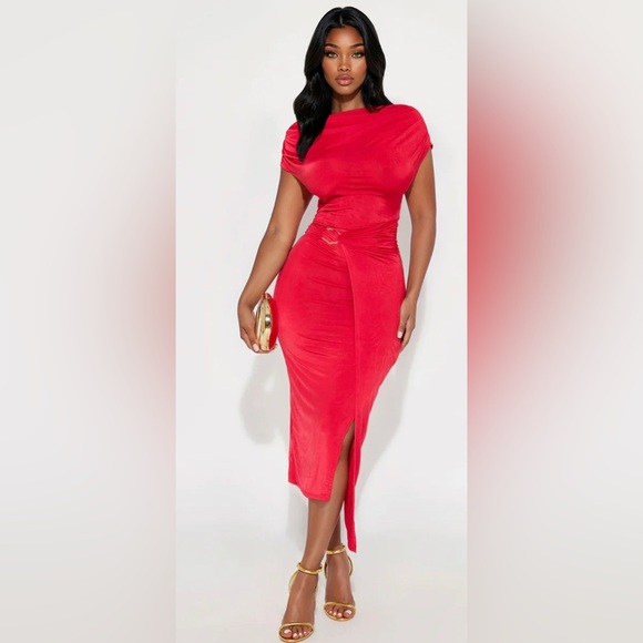 Fashion Nova Dresses & Skirts - Fashion Nova Zavala Off Shoulder Midi Dress - Red